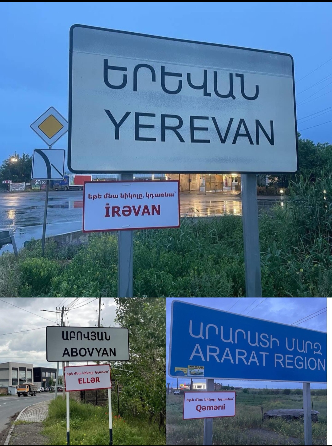 Ermənistanda yaşayış məntəqələrinin adı Azərbaycan dilində yazıldı - VİDEO+FOTO