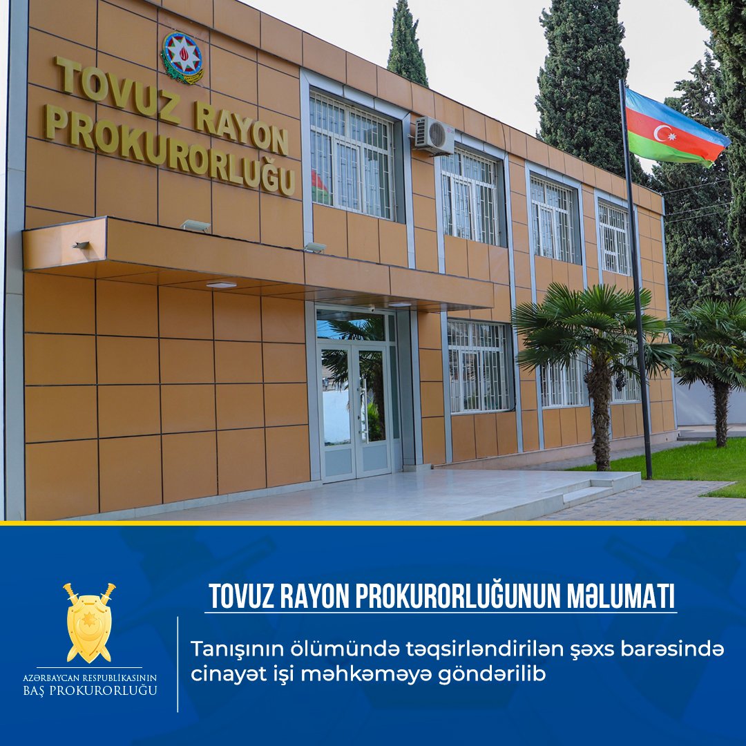 Tanışının ölümündə təqsirləndirilən şəxs barəsində cinayət işi məhkəməyə göndərilib